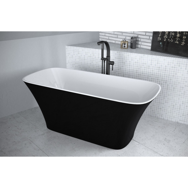 Badewanne freistehend Besco Keya B&W, 165x70cm, oval, schwarz/weiß