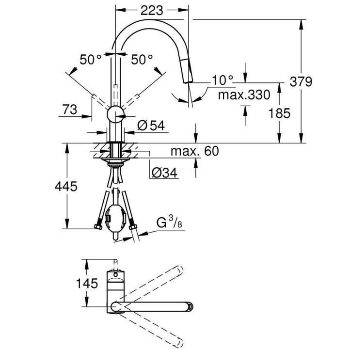 Küchenarmatur mit herausziehbarem Auslauf GROHE Minta 1/2", Einhebel- - brushed warm sunset