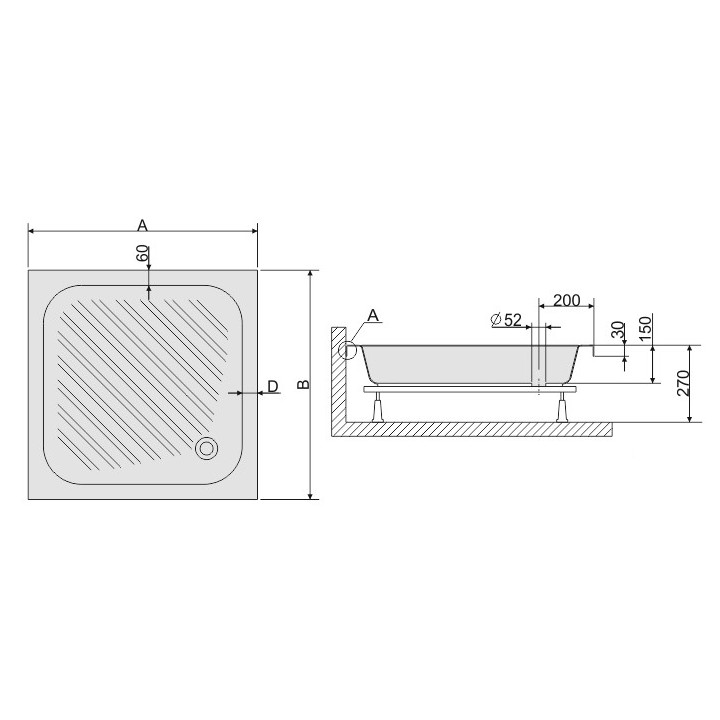 Obudowa der Duschwanne Sanplast Classic OBa/CL 90x90x15 biew - weiß