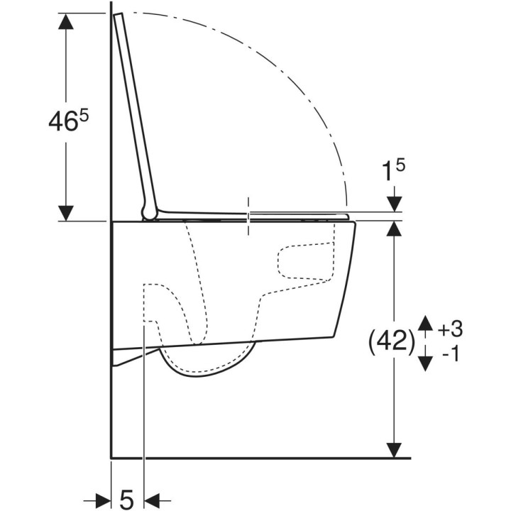Wand-wc WC Geberit ONE, TurboFlush, mit Sitz WC-, panel dekoracyjny: Chrom glänzend