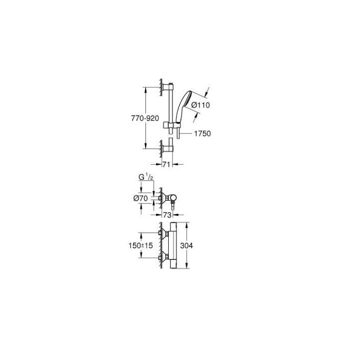 Brausearmatur mit Thermostat Grohe Precision Flow, Aufputz, mit Set - Chrom