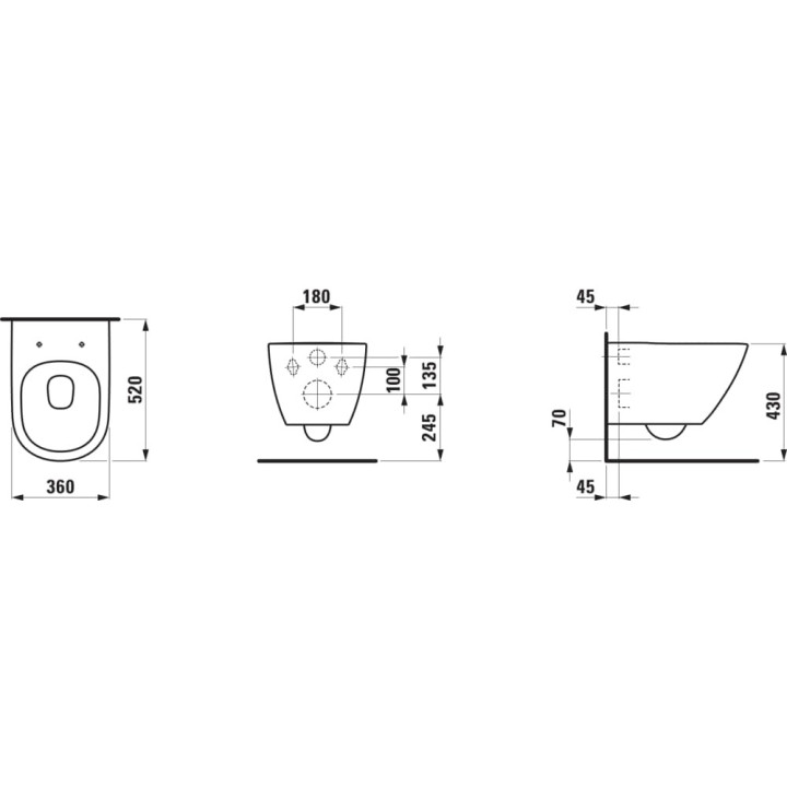 Bidet abgehängt Laufen Pro Advanced Lua 360 x 520 mm - weiß