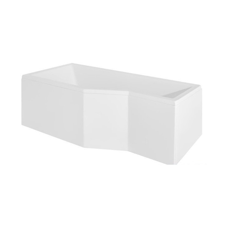 Asymmetrische badewanne links Besco Integra 150x75cm + parawan 3-skrzydłowy, weiß