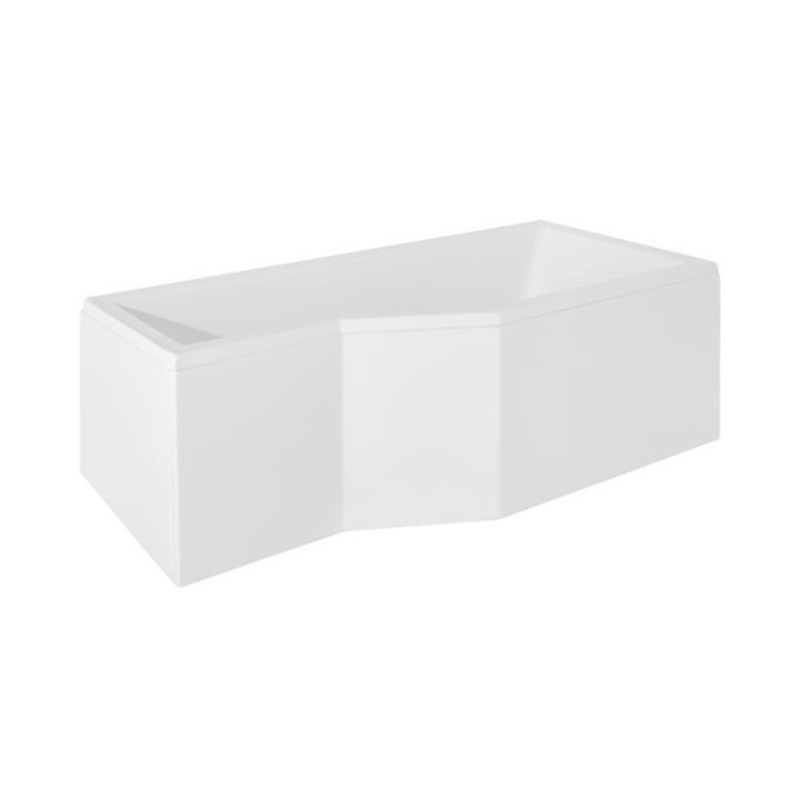Asymmetrische badewanne links Besco Integra 150x75cm + parawan 3-skrzydłowy, weiß