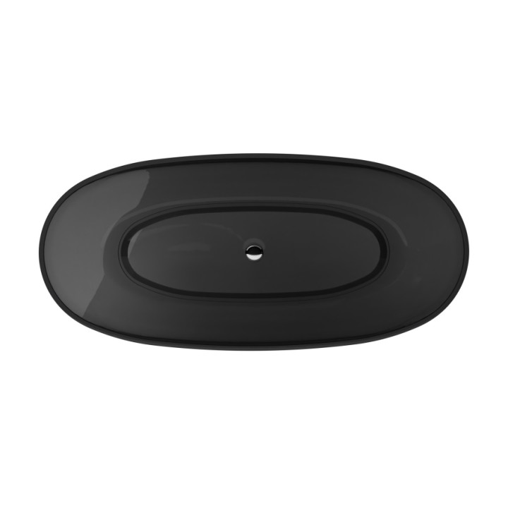 Badewanne freistehend Besco Xara 160x75 cm oval Carbon Grey, maskownica schwarz matt