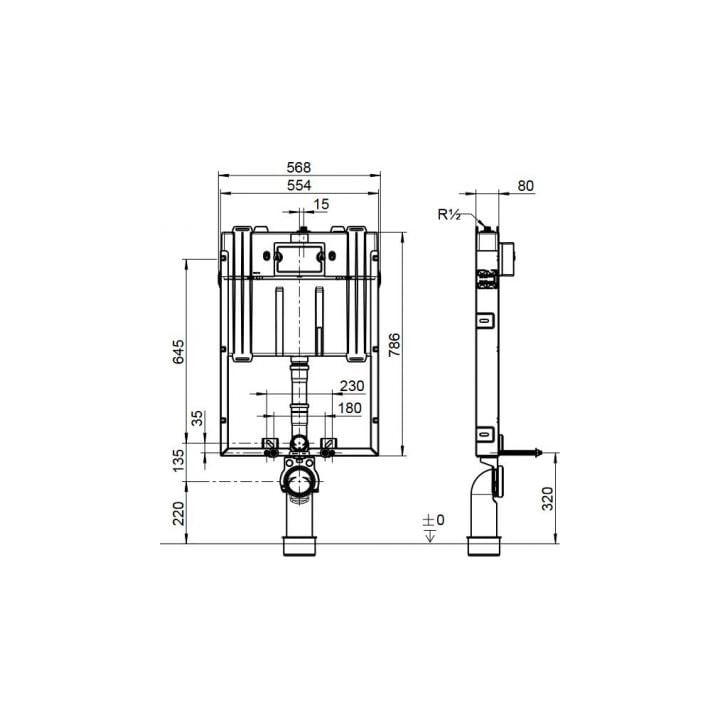 Unterputz-gestell dla pisuaru Villeroy & Boch ViConnect, Höhe 1120mm, system ProDetect