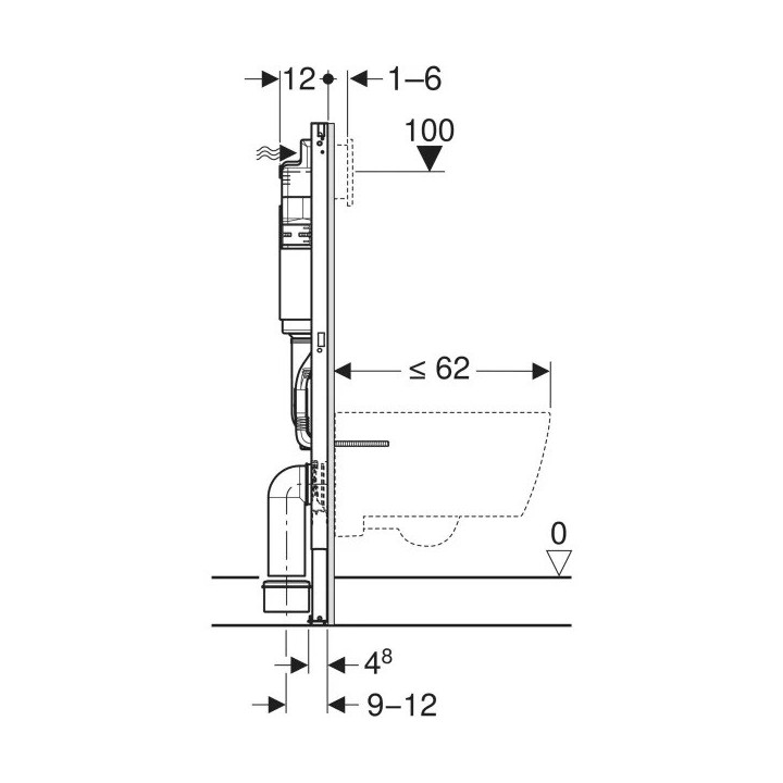 Unterputz-gestell Geberit DuofixBasic H112 do WC, UP100, Delta