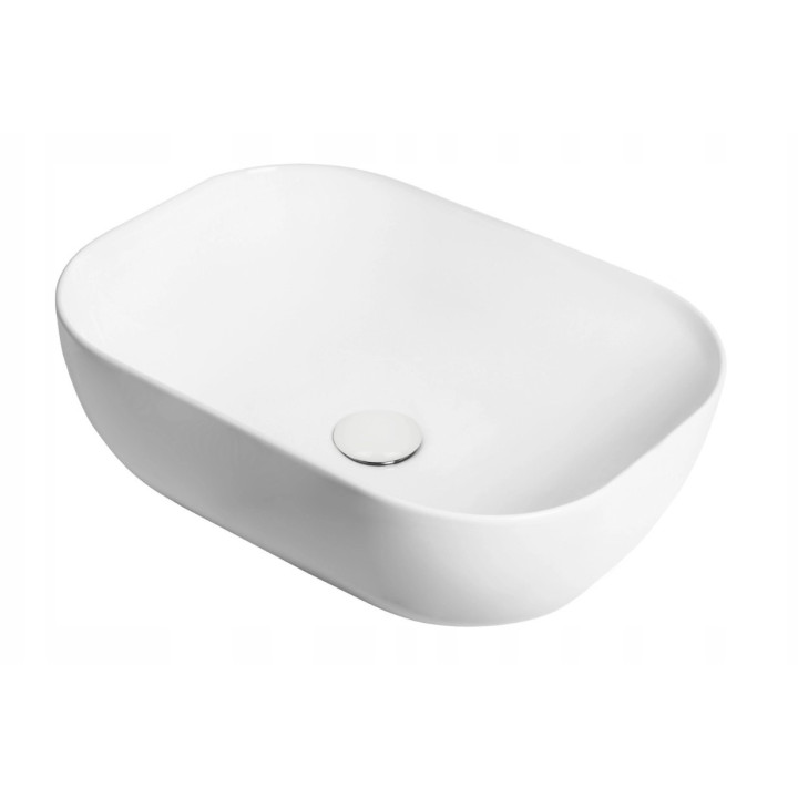 Aufsatzwaschtisch Corsan Lugo rund 35,5x12 cm mit Stöpsel klik-klak weißm