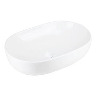 Aufsatzwaschtisch Corsan Olvena oval 60x40x15 cm mit Stöpsel klik-klak weißm
