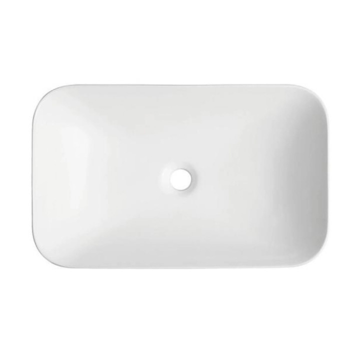 Aufsatzwaschtisch Corsan Olvena oval 60x40x15 cm mit Stöpsel klik-klak weißm