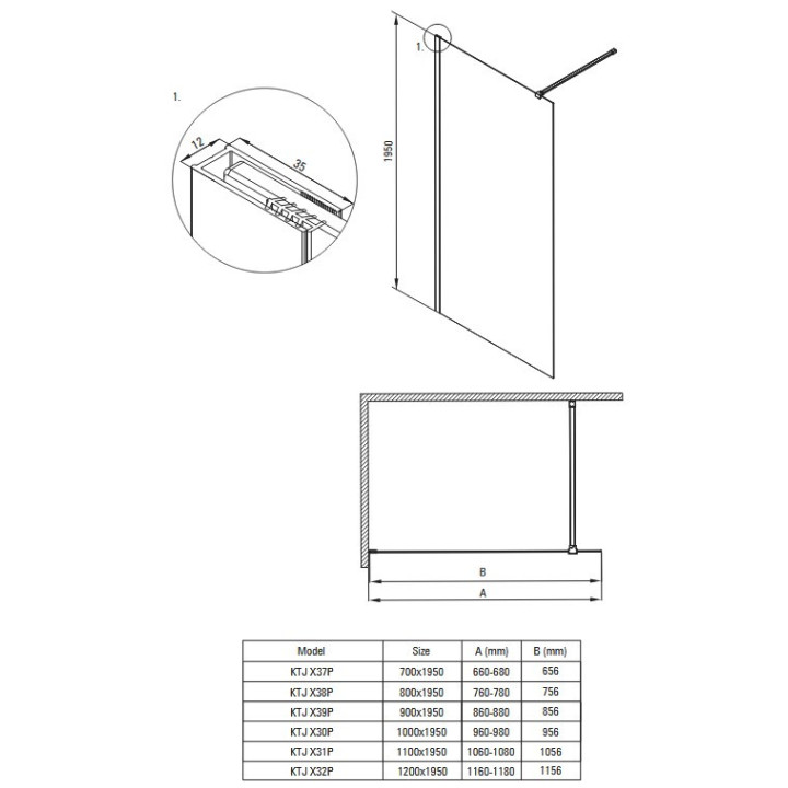 Tür Dusch- Deante Kerria Plus 120 cm - Schiebe-