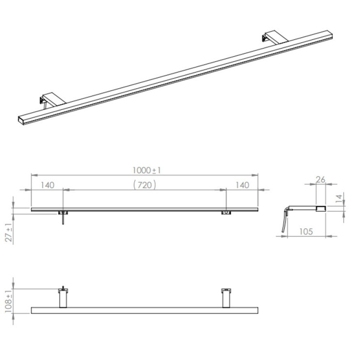 Wandleuchte Sollux Ligthing VEGA Keramik, E27  1x60W, 1x15W LED, schwarz
