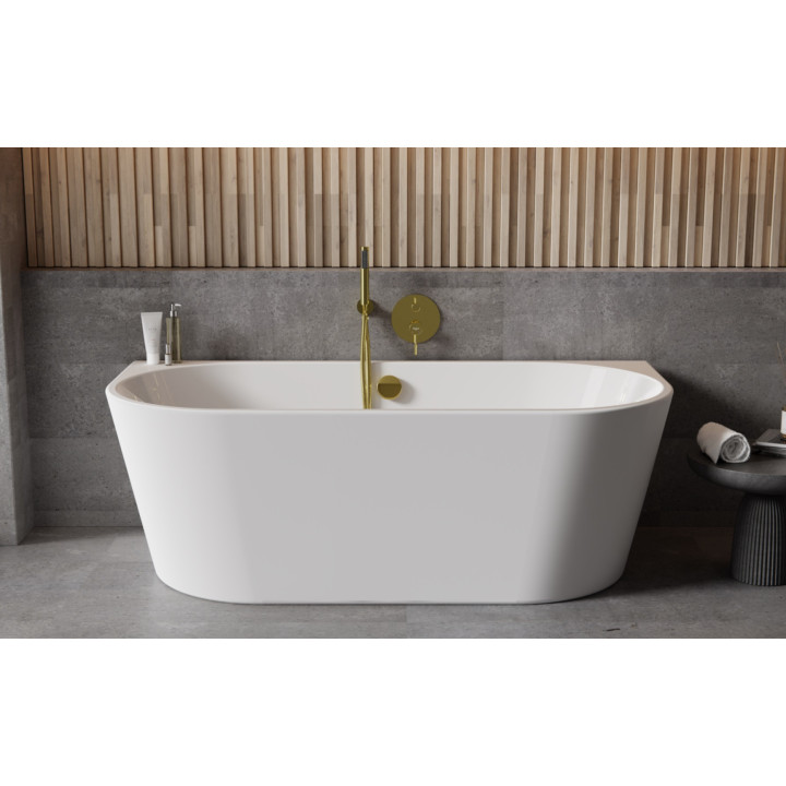 Badewanne zur Wandmontage Besco Vica New, 170x80 cm, Acryl-, weiß + klik-klak weiß z Überlauf slim 