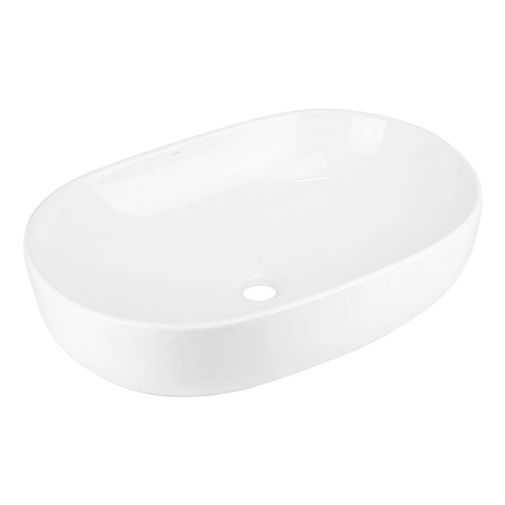 Aufsatzwaschtisch Corsan Olvena oval 60x40x15 cm mit Stöpsel klik-klak weißm