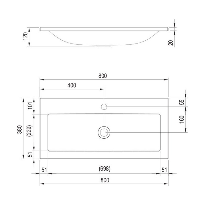 Waschtisch mit unterschrank Ravak Clear, 80 cm z otworami - weiß