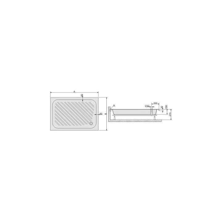 Duschwanne rechteckig Sanplast Classic  B/CL, 80x100x15+STB, weiß EW