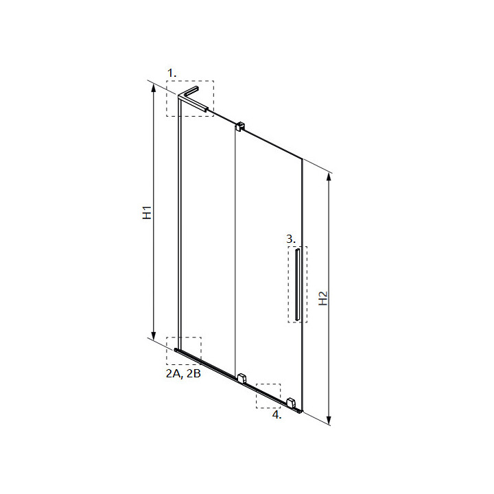Parawan nawannowy Radaway Furo SL PND II 110, lewy, Glas transparent, 110x150cm, przesuwny, profil golden szczotkowany