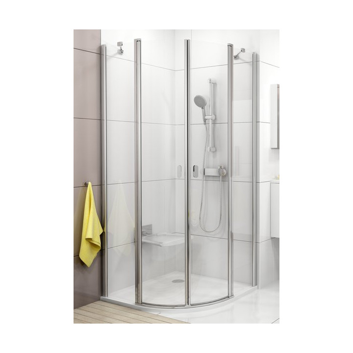 Kabina półokrągła CSKK4-80 Ravak Chrome czteroelementowa, satyna + transparent- sanitbuy.pl