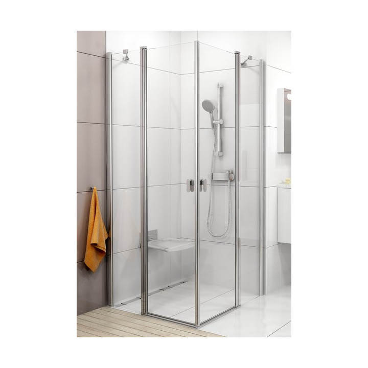 Kabina narożna CRV2-90 Ravak Chrome z wejściem z rogu, biała + transparent- sanitbuy.pl
