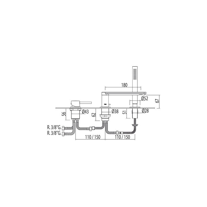 Bateria wannowa trzyotworowa Max-Tres 180 mm- sanitbuy.pl