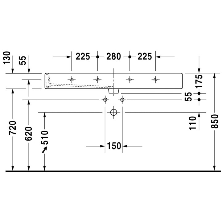 Umywalka Duravit Vero z półką na baterię 1200x470 mm z 1-otworem na baterię- sanitbuy.pl