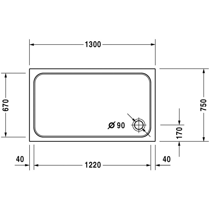 Brodzik Duravit D-Code prostokątny 130x75 cm- sanitbuy.pl