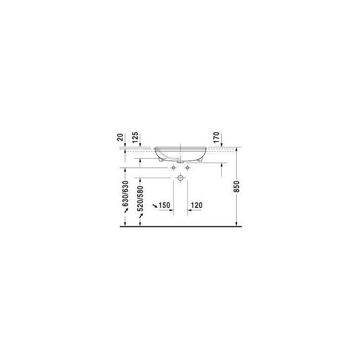  Umywalka półblatowa, Duravit DuraStyle, 550x455 mm, 1-otworowa, Biały Alpin- sanitbuy.pl