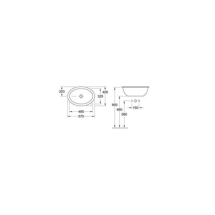 Umywalka Villeroy & Boch Loop&Friends blatowa 570x405 mm, z przelewem- sanitbuy.pl