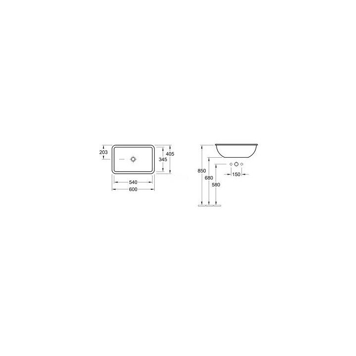 Umywalka Villeroy & Boch Loop&Friends blatowa 600x405 mm, z przelewem- sanitbuy.pl