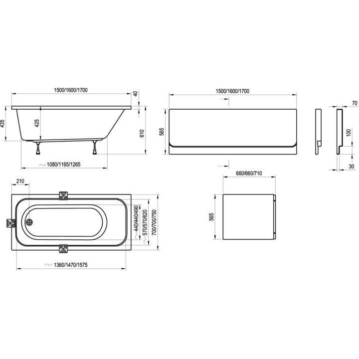 Wanna Ravak Chrome prostokątna 150x70 cm - sanitbuy.pl
