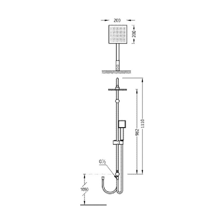 Zestaw natryskowy Tres, komplet słuchawka - drążek, głowica 200x200 mm- sanitbuy.pl