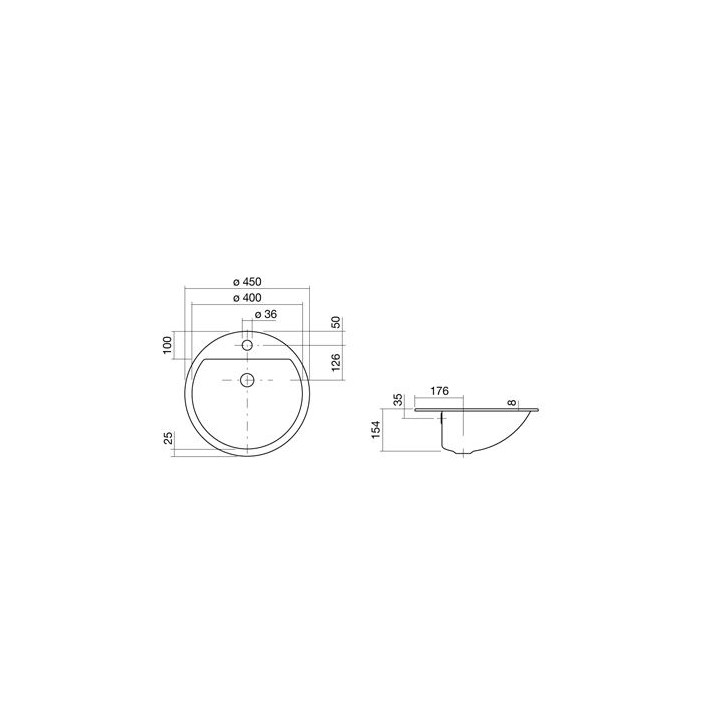 Umywalka Alape EB.S450H wpuszczana w blat  fi 450- sanitbuy.pl