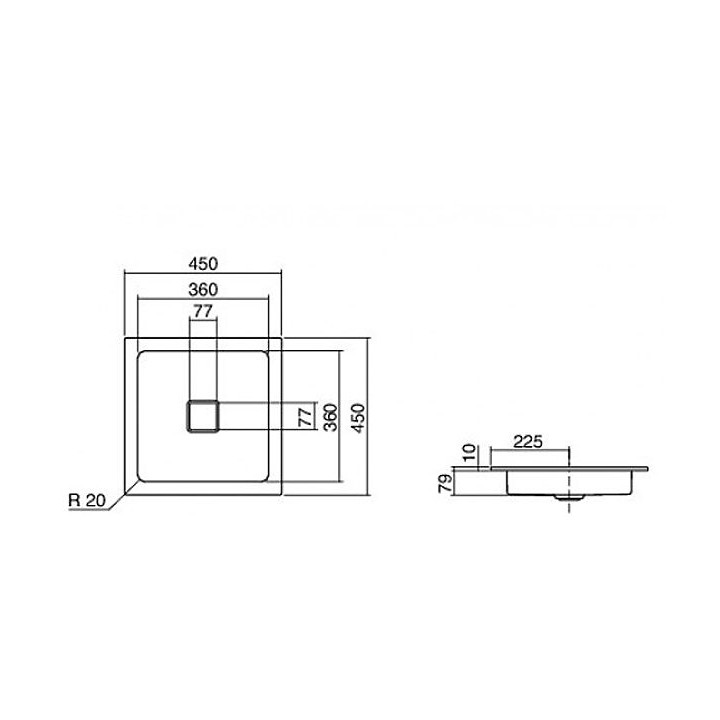 Umywalka Alape EB.Q450 wpuszczana w blat  450x450 mm- sanitbuy.pl