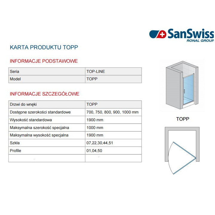 Kabina kwadratowa 90 cm z rozsuwanymi drzwiami Ronal Pur Light S, połysk- sanitbuy.pl
