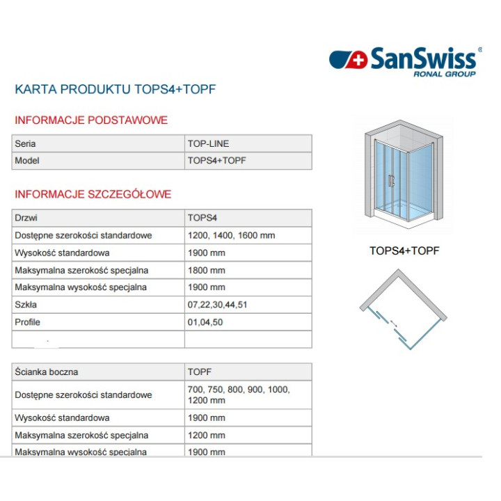 Kabina kwadratowa 90 cm z rozsuwanymi drzwiami Ronal Pur Light S, połysk- sanitbuy.pl