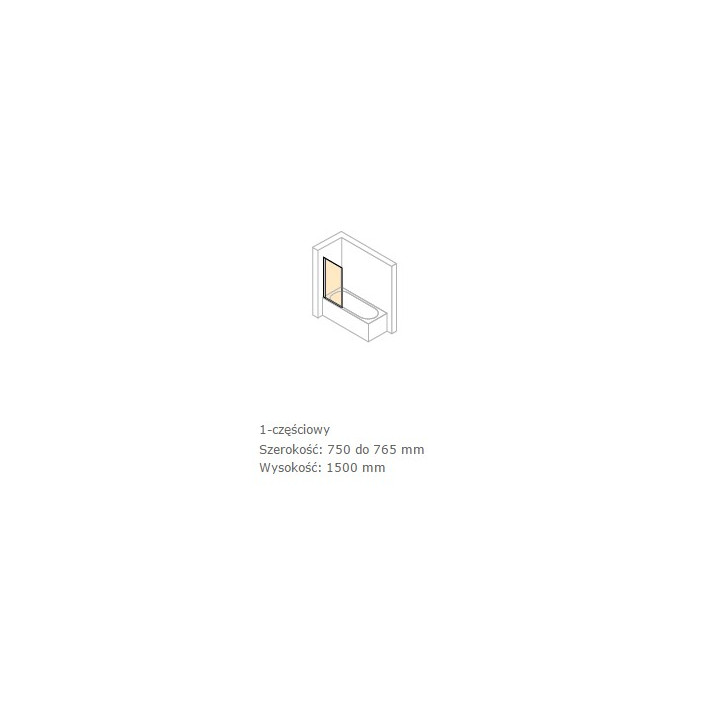Parawan nawannowy Huppe 501 Design Pure - 1-częściowy 750 mm- sanitbuy.pl