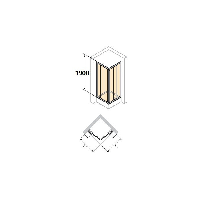 Drzwi suwane Huppe Aura Elegance , 900 x 900 mm, szkło srebrny mat , przeźroczyste- sanitbuy.pl