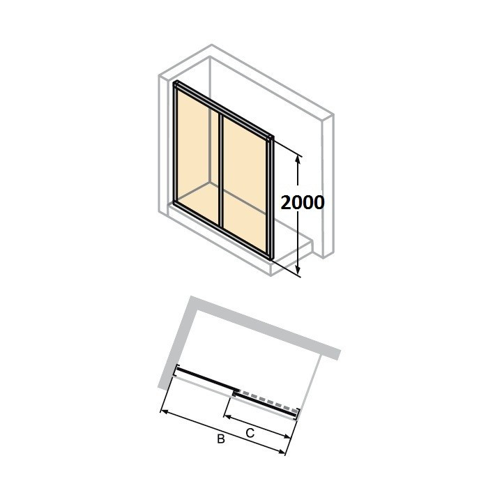 drzwi suwane huppe aura elegance , 900 x 900 mm, glas srebrny mat , transparent- sanitbuy.pl