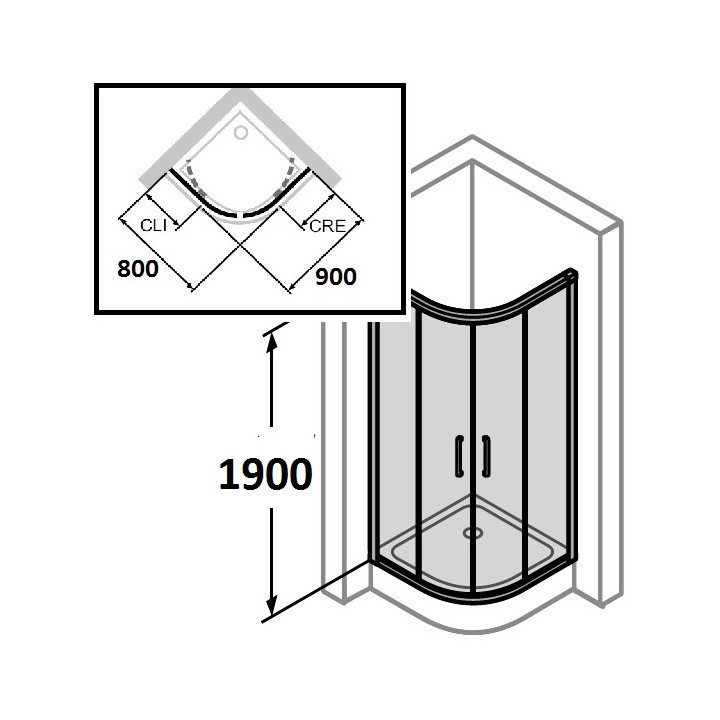 drzwi suwane huppe aura elegance , 900 x 900 mm, glas silbern mat , transparent- sanitbuy.pl