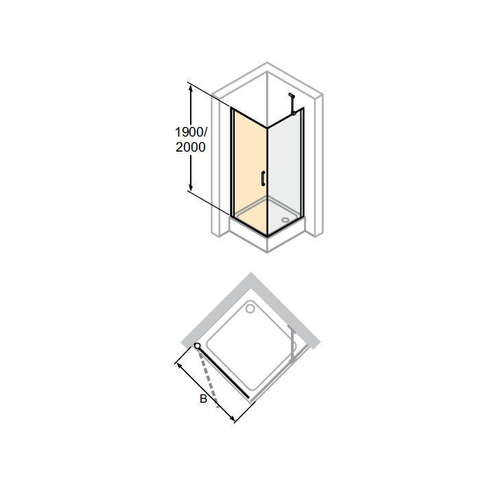 tür suwane huppe aura elegance , 900 x 900 mm, glas silbern matt , transparent- sanitbuy.pl