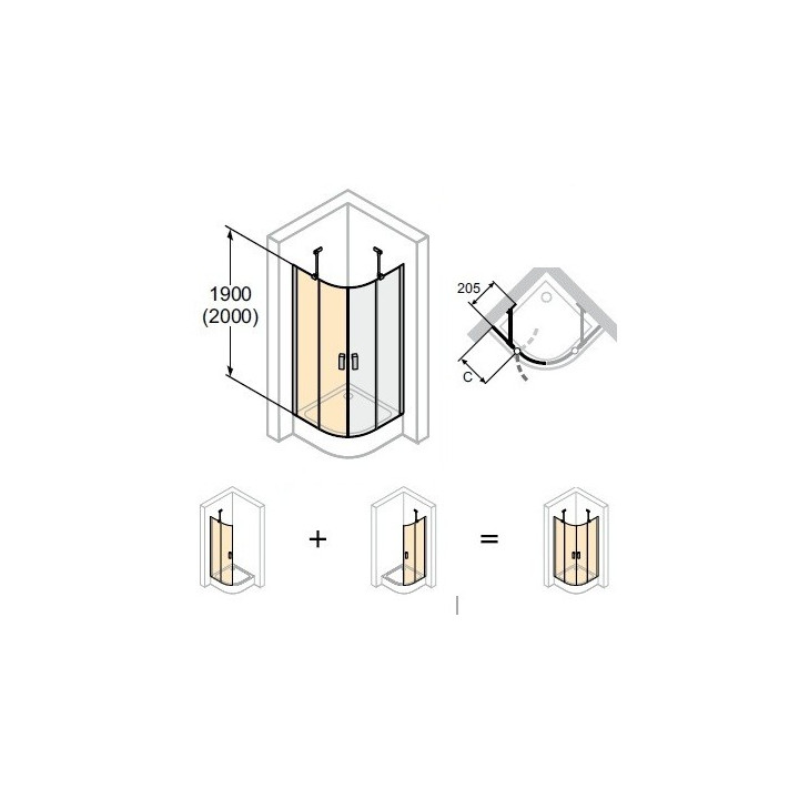 Tür dusch- huppe design 501 - schwing- mit festsegment, b 1000mm, profil chrom eloxal, glas mit schichtanti-pla- sanitbuy.pl
