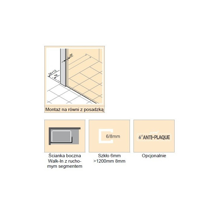 Tür suwane huppe aura elegance , 900 x 900 mm, glas silbern matt , transparent- sanitbuy.pl