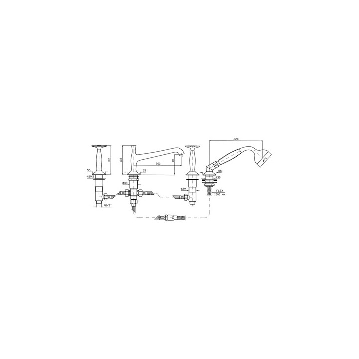 Bateria Zucchetti Bellagio wannowa 4-otworowa- sanitbuy.pl