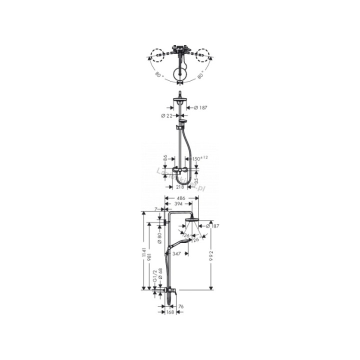 Dusch-Set Hansgrohe croma Select  s 180 2jet  z baterią jednoychytową - sanitbuy.pl