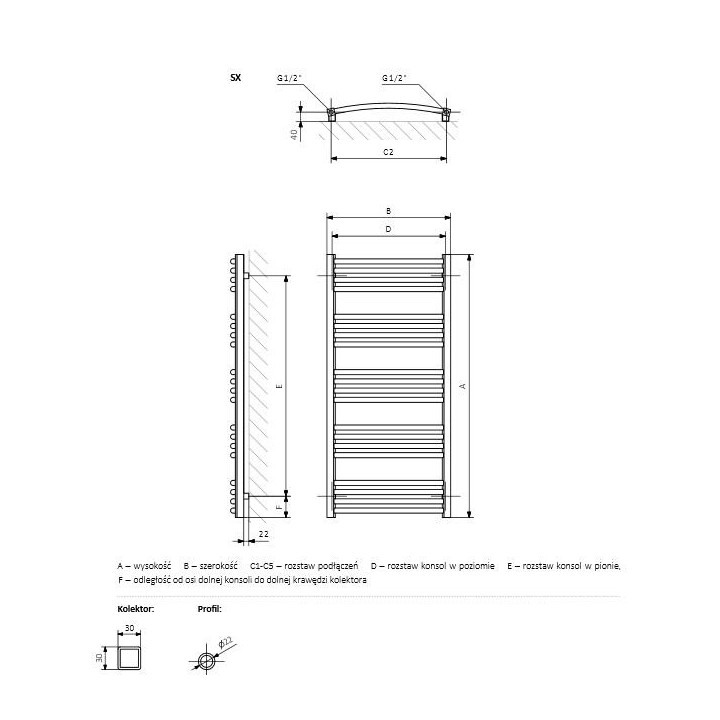 Grzejnik terma  bone 1510x600 mm - weiß- sanitbuy.pl