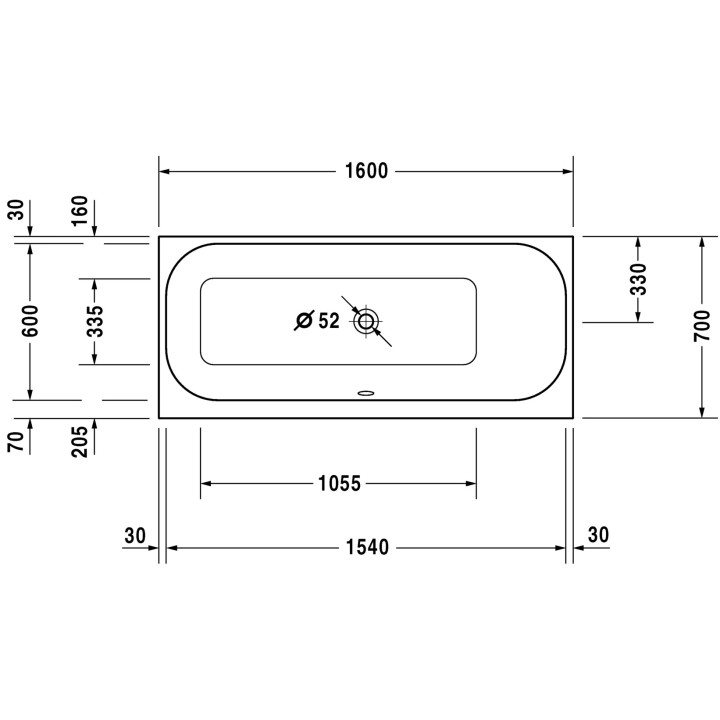 Badewanne duravit 2nd floor rechteckig 170x70 cm- sanitbuy.pl