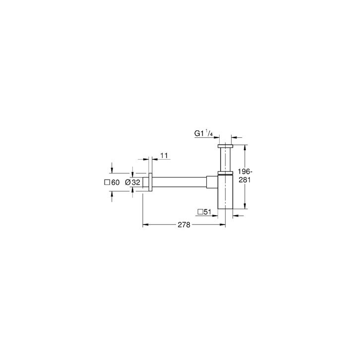 Syfon odpływowy do umywalki GROHE Eurocube dł. 320 mm, chrom- sanitbuy.pl