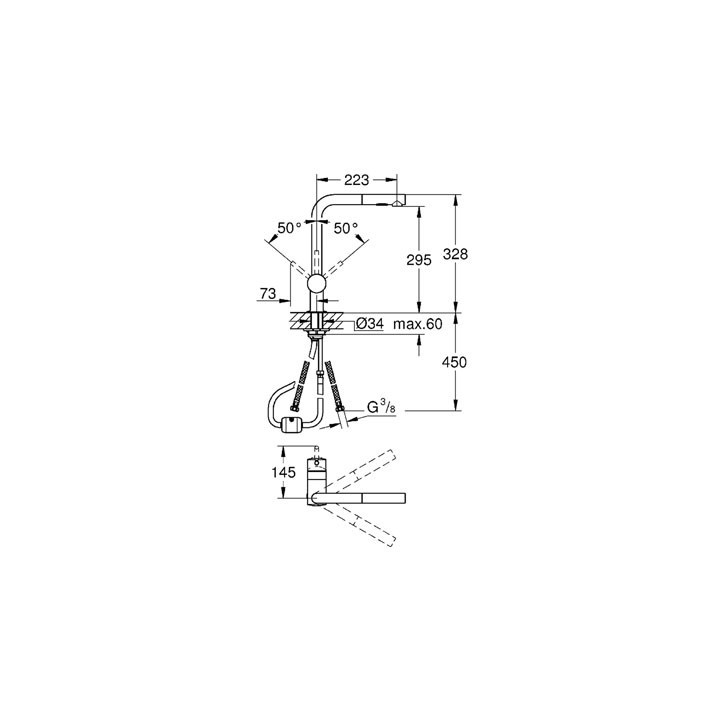 Bateria kuchenna GROHE Minta 1/2" stojąca, wys. 332 mm, chrom, jednouchwytowa- sanitbuy.pl