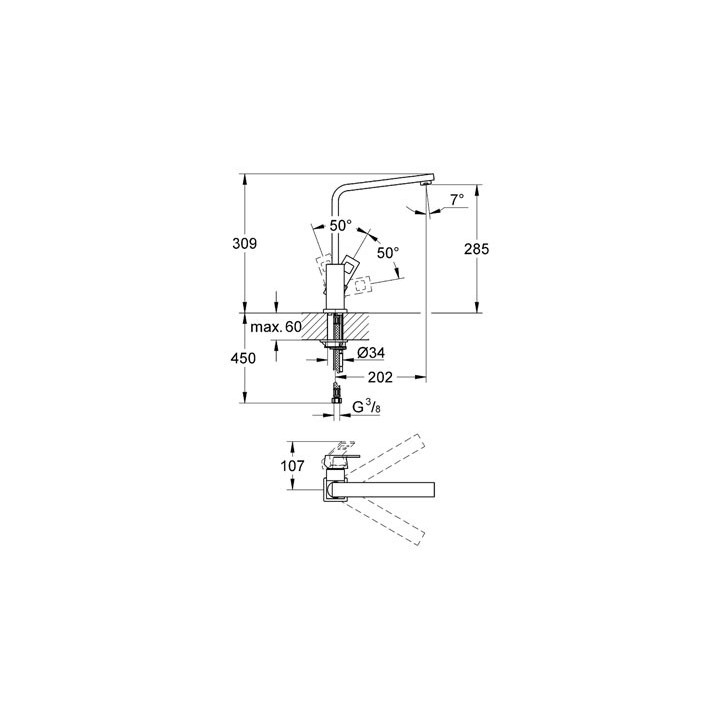 Bateria kuchenna GROHE Minta 1/2" stojąca, wys. 332 mm, chrom, jednouchwytowa- sanitbuy.pl