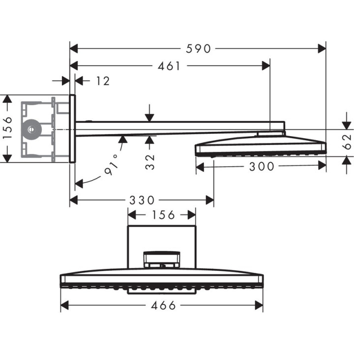 Deszczownica Hansgrohe Rainmaker Select 460 3jet dł. 586 mm, biały/chrom, ramię 450 mm- sanitbuy.pl